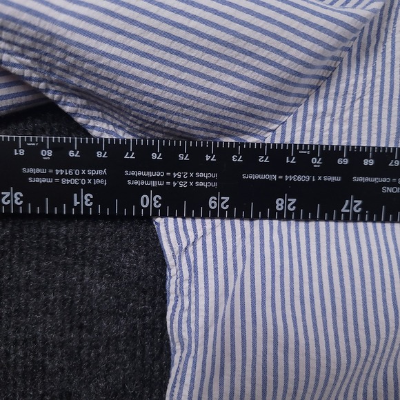 Polo‎ Ralph Lauren Blake XXL 2XL Seersucker Blue White Stripe Short Sleeve Shirt - Picture 5 of 7